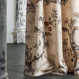 Vorhangstoff mit Chinoiserie-Szene in grau braun