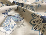 Vorhangstoff Blumen hellblau