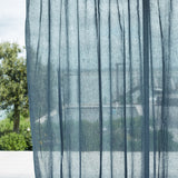 Transparenter Leinen Gardinenstoff in der Farbe blau