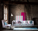 Blumenstoff für Sofa in grau