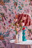Lampenschirmstoffe mit Diagonalstreifen in rot und rosa