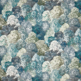Dekostoff Aquarelle Design mit japanischen Einflüssen in vielen Blautönen