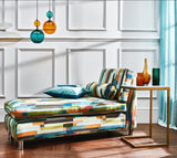 Grafischer Satin Sesselstoff in bunten Farben