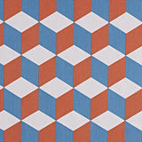 Baumwollstoff Geometrisch blau und orange