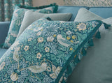 Jugendstil Strawberry Thief Kissenstoff blau grün