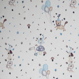 Hund und Katze auf extrabreiterm Vorhangstoff in  der Farbe blau