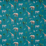 Kinderdekostoffe mit Elefant, Kuhreiher, Katta, Flamingo, Zebra und Giraffe