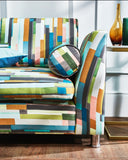 Grafischer Satin Couchstoff in der Farbe lime