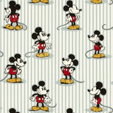Baumwolle Streifen Stoff mit Mickey Maus in blau