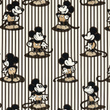 Baumwolle Streifen Stoff mit Mickey Maus in braun