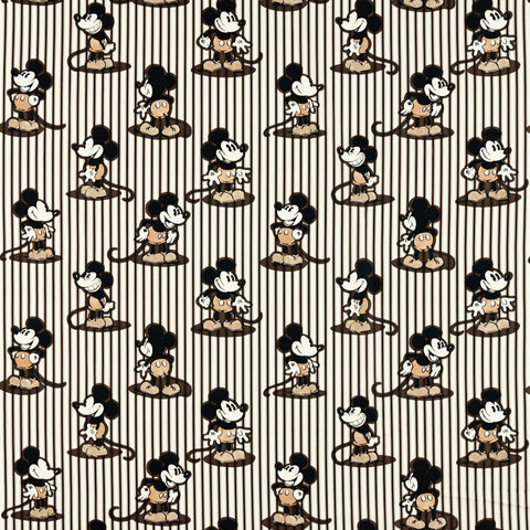 Streifen Stoff mit Mickey Maus in braun