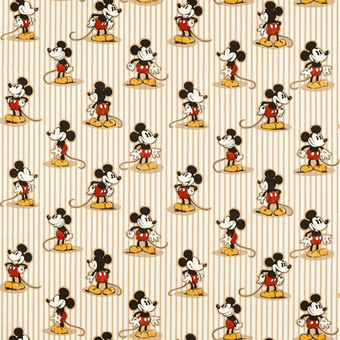 Streifen Stoff mit Mickey Maus in beige
