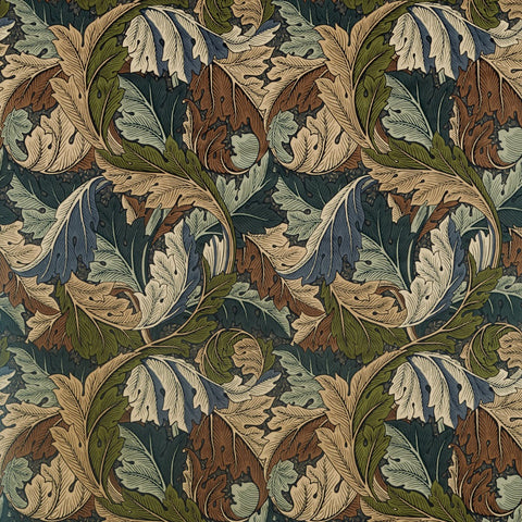 William Morris Acanthus Samt Vorhangstoff grün blau grau