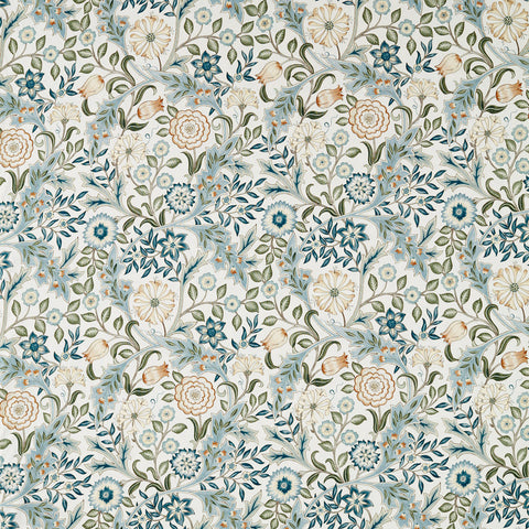 Baumwoll Leinenstoff in blau von William Morris